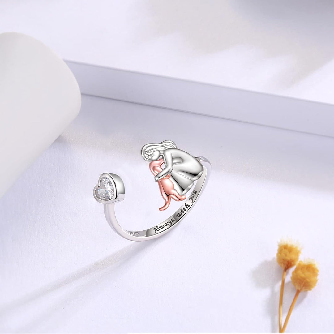 BowLift | SilverPaw | Adjustable Dog Ring Always in My Heart with Zirconia Stones