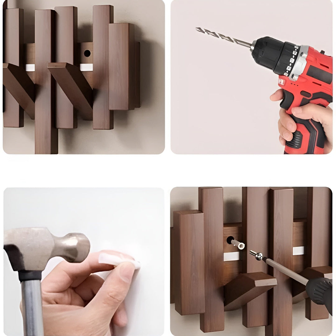 Stylish wooden wardrobe – FlexiBowlifte magnetic hooks for more organization | Ideal for bedroom | Bowlift