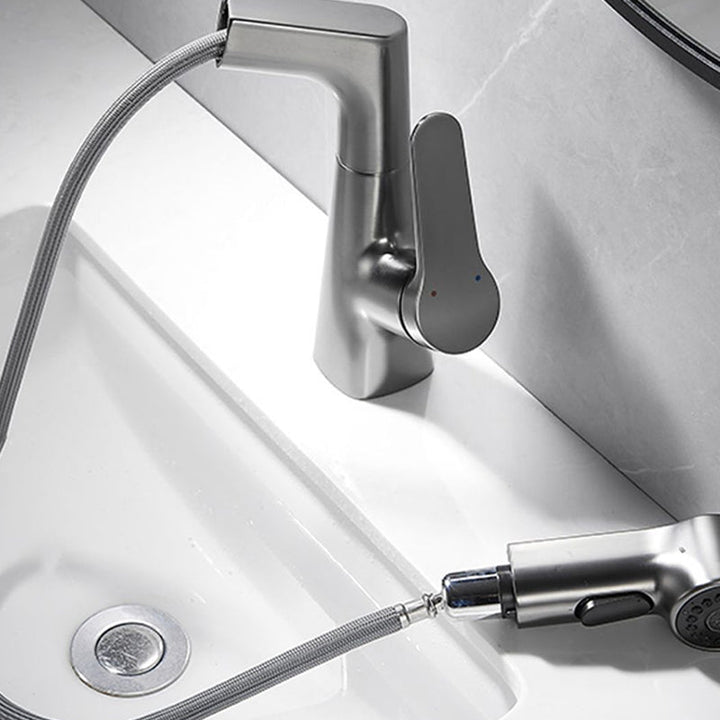 BowLift | 1-Handle Brushed Nickel Widespread Faucet Single Hole Bathroom Vessel Faucet with Brass
