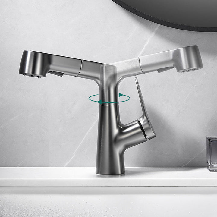 BowLift | 1-Handle Brushed Nickel Widespread Faucet Single Hole Bathroom Vessel Faucet with Brass