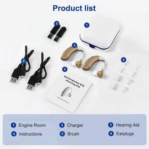 BowLift | Rechargeable Digital Behind the Ear Hearing Aids BTE With Noise Reduction