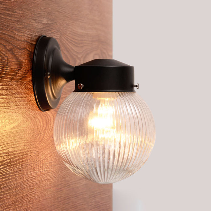 BowLift | Globe Wall Lamp Vintage 1 Light Mini Wall Fixture with White/Clear Glass Shade for Bathroom