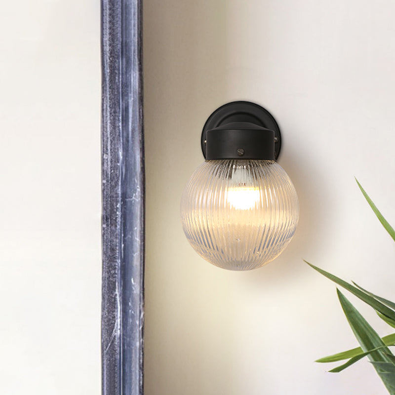 BowLift | Globe Wall Lamp Vintage 1 Light Mini Wall Fixture with White/Clear Glass Shade for Bathroom