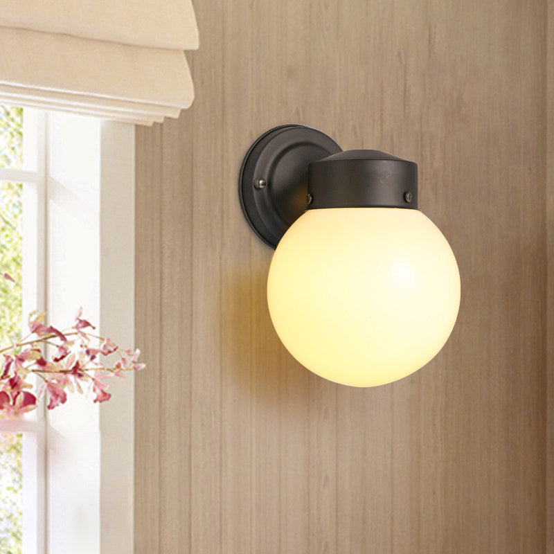 BowLift | Globe Wall Lamp Vintage 1 Light Mini Wall Fixture with White/Clear Glass Shade for Bathroom