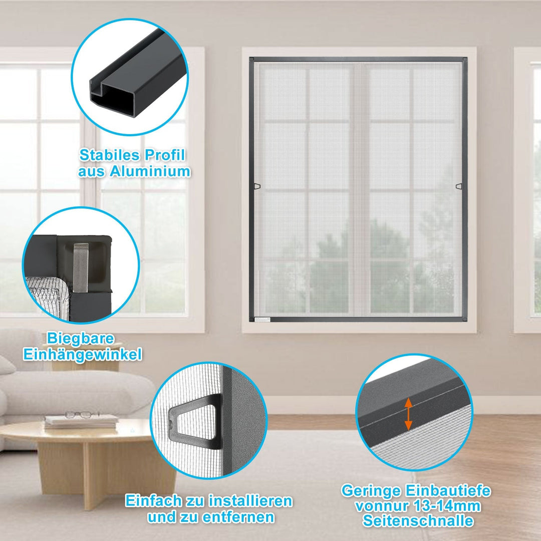 Fly screen window insect protection anthracite | Bowlift
