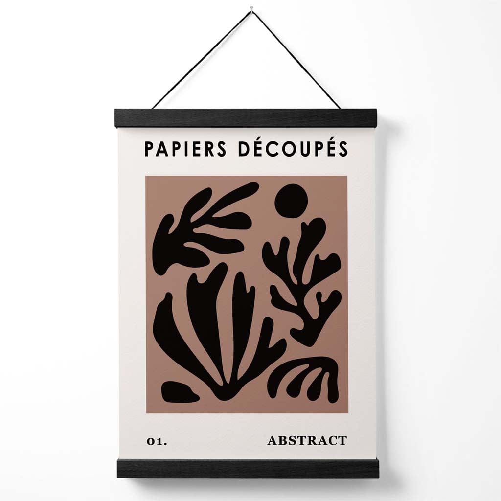Brown and Black Matisse Style Floral Cutout Poster with Hanger | Bowlift