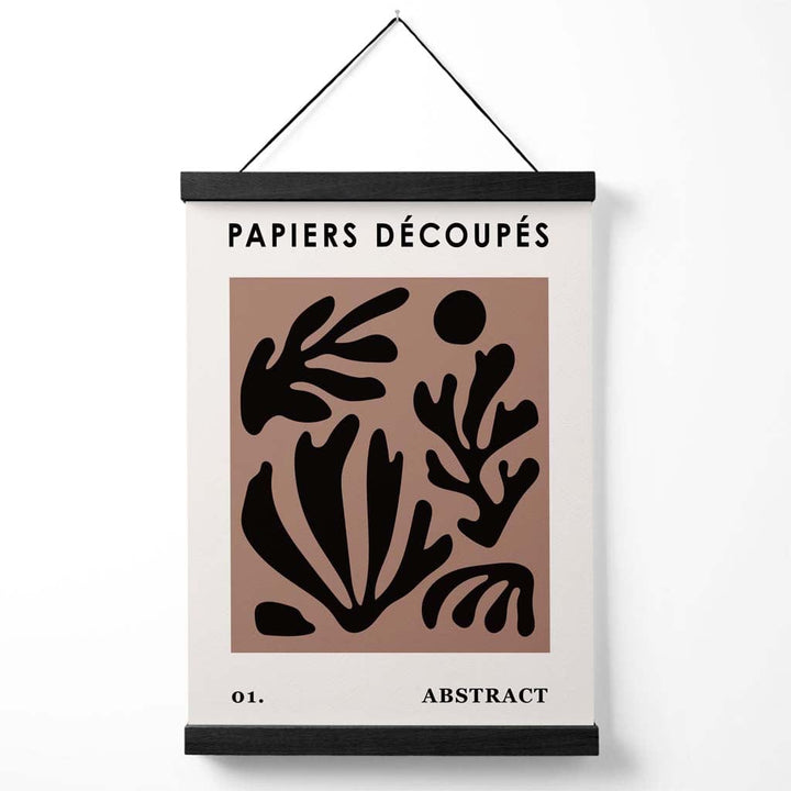 Brown and Black Matisse Style Floral Cutout Poster with Hanger | Bowlift