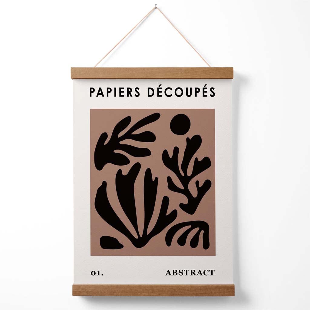 Brown and Black Matisse Style Floral Cutout Poster with Hanger | Bowlift