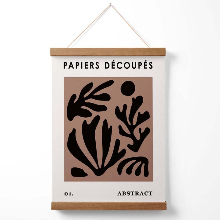 Brown and Black Matisse Style Floral Cutout Poster with Hanger | Bowlift