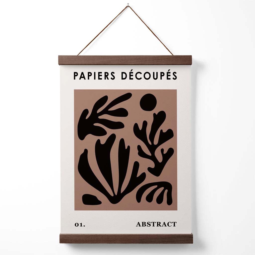 Brown and Black Matisse Style Floral Cutout Poster with Hanger | Bowlift
