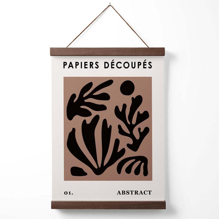 Brown and Black Matisse Style Floral Cutout Poster with Hanger | Bowlift