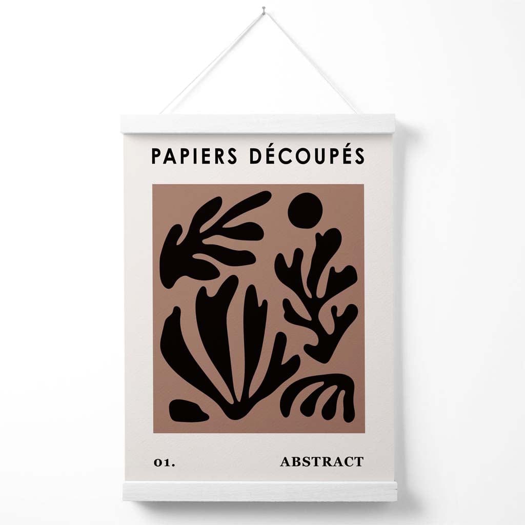 Brown and Black Matisse Style Floral Cutout Poster with Hanger | Bowlift