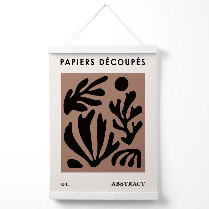 Brown and Black Matisse Style Floral Cutout Poster with Hanger | Bowlift