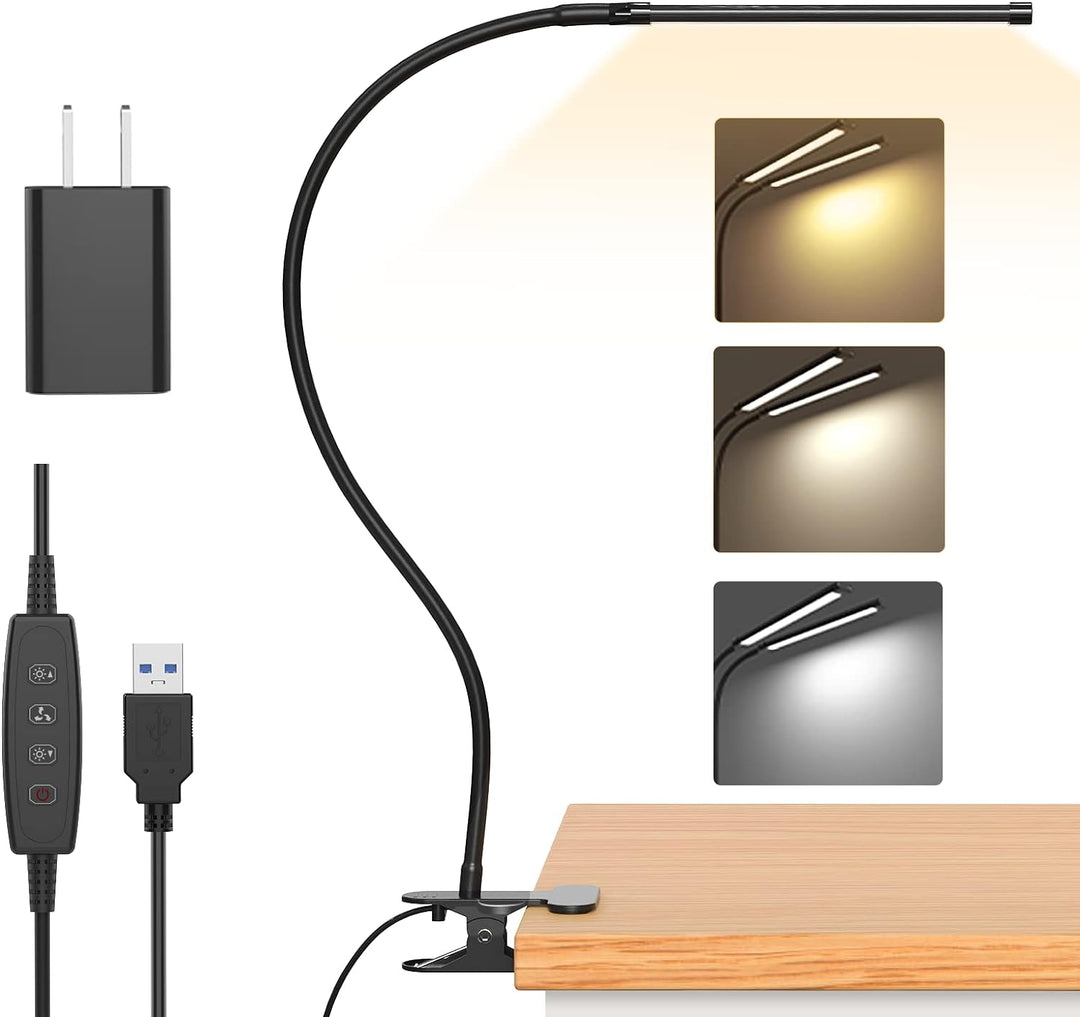 BowLift | Serava 77 LED Desk Clamp Lamp with USB Power & Flexible Gooseneck