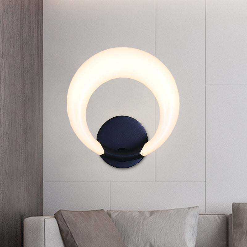 BowLift | LED Nightstand Wall Lamp Nordic Style White/Black Wall Light with Circle Moon Acrylic Shade