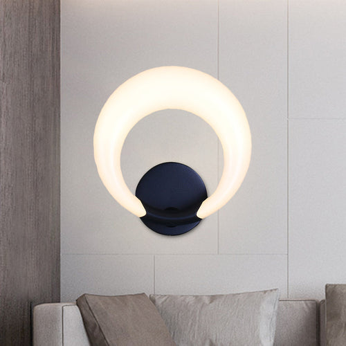 BowLift | LED Nightstand Wall Lamp Nordic Style White/Black Wall Light with Circle Moon Acrylic Shade