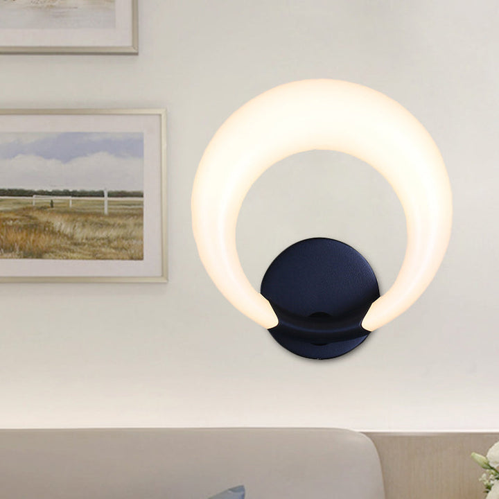 BowLift | LED Nightstand Wall Lamp Nordic Style White/Black Wall Light with Circle Moon Acrylic Shade