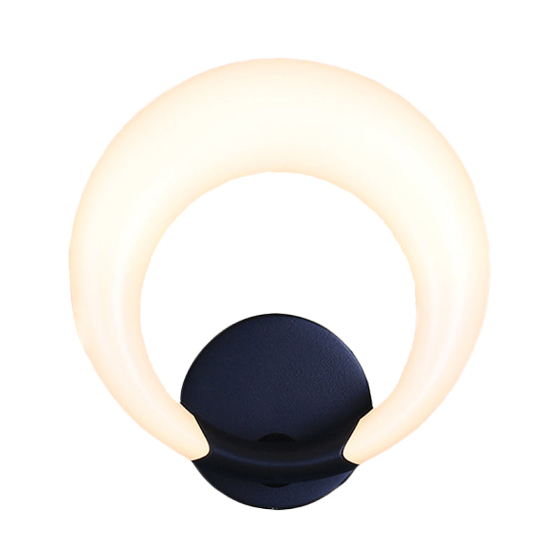 BowLift | LED Nightstand Wall Lamp Nordic Style White/Black Wall Light with Circle Moon Acrylic Shade