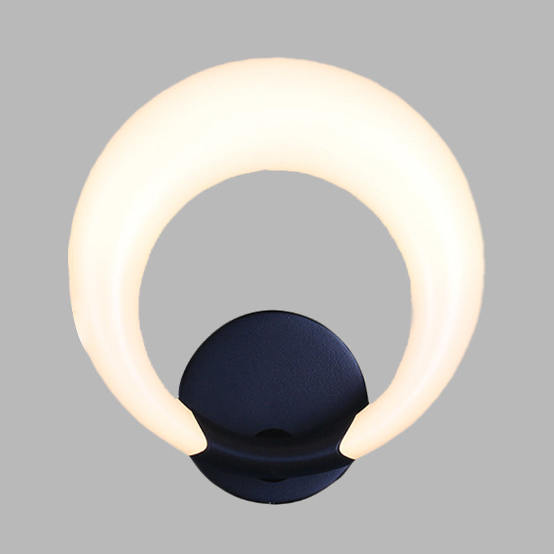 BowLift | LED Nightstand Wall Lamp Nordic Style White/Black Wall Light with Circle Moon Acrylic Shade