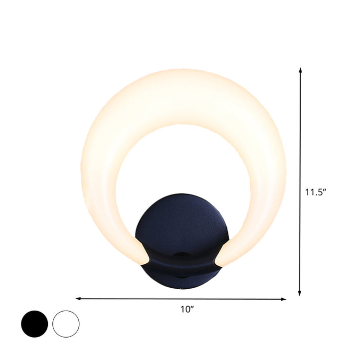 BowLift | LED Nightstand Wall Lamp Nordic Style White/Black Wall Light with Circle Moon Acrylic Shade