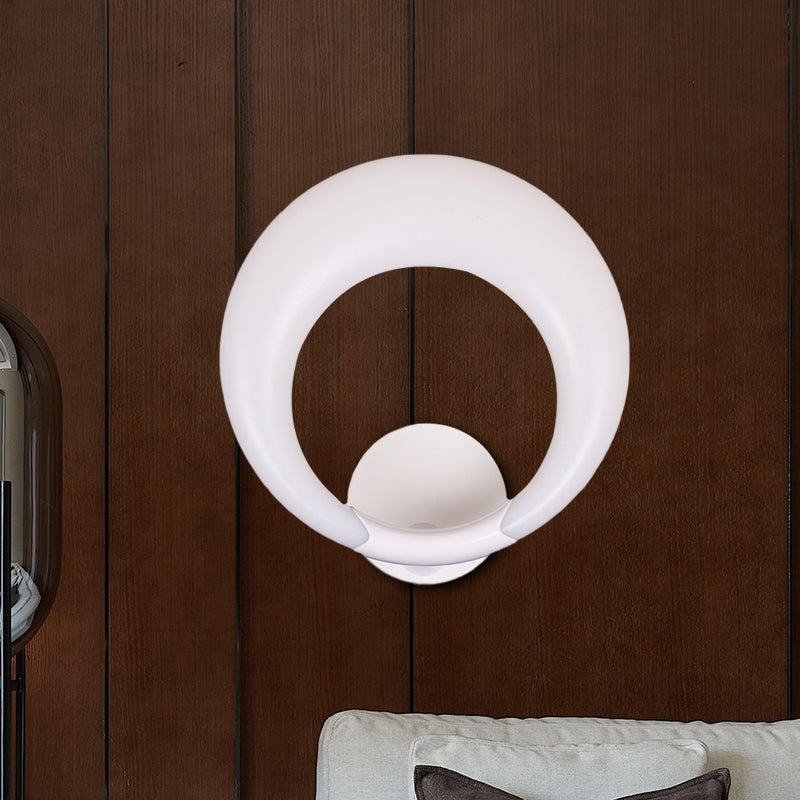 BowLift | LED Nightstand Wall Lamp Nordic Style White/Black Wall Light with Circle Moon Acrylic Shade