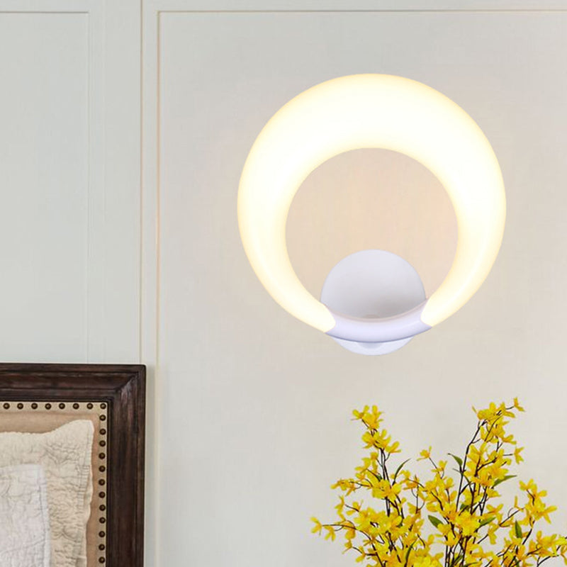 BowLift | LED Nightstand Wall Lamp Nordic Style White/Black Wall Light with Circle Moon Acrylic Shade