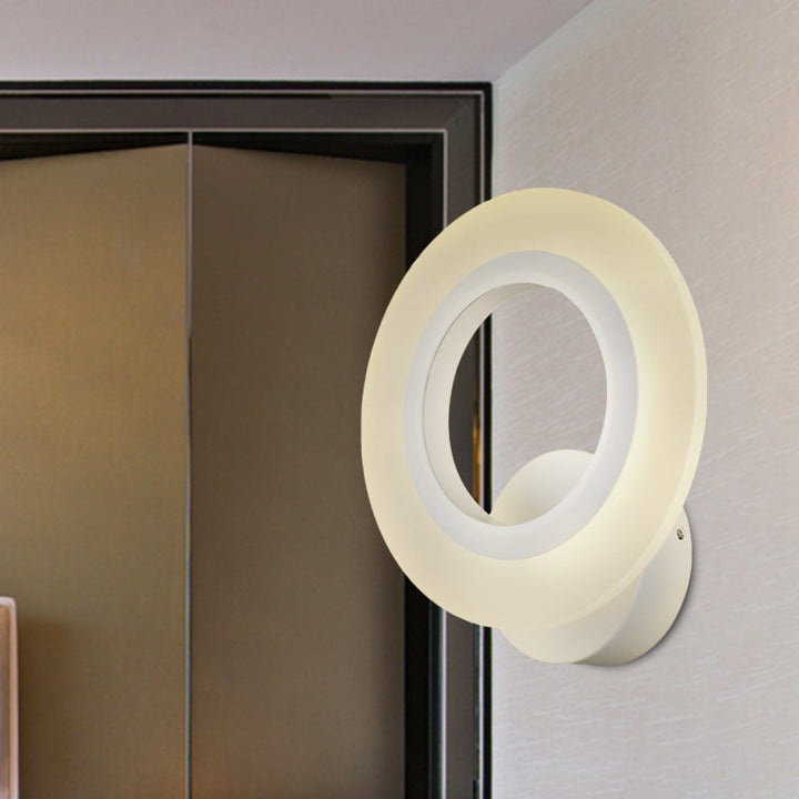BowLift | Modern LED Wall Mounted Light White Ring Wall Lamp with Acrylic Shade in Warm/White Light