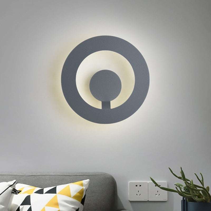 BowLift | Gray Finish Round Wall Light Minimalist 7"/9" Dia LED Metal Wall Light for Living Room