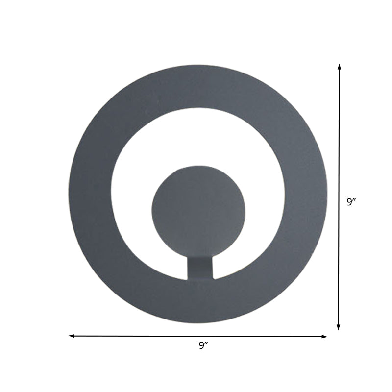 BowLift | Gray Finish Round Wall Light Minimalist 7"/9" Dia LED Metal Wall Light for Living Room