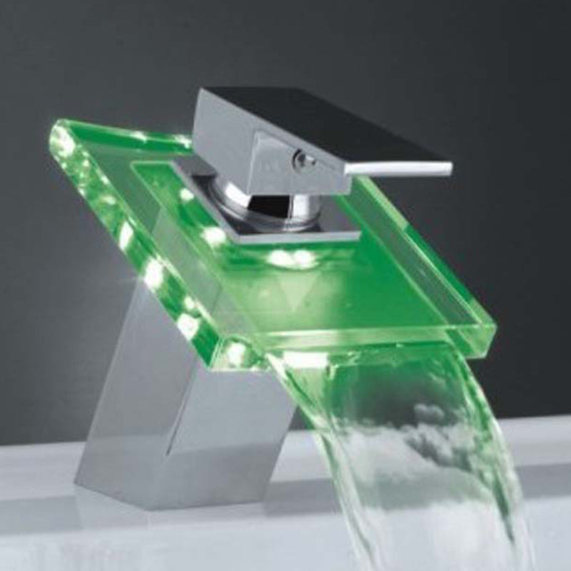 BowLift | 1-Lever Vanity Faucet 1-Hole Copper Sink Faucet with LED Lighting