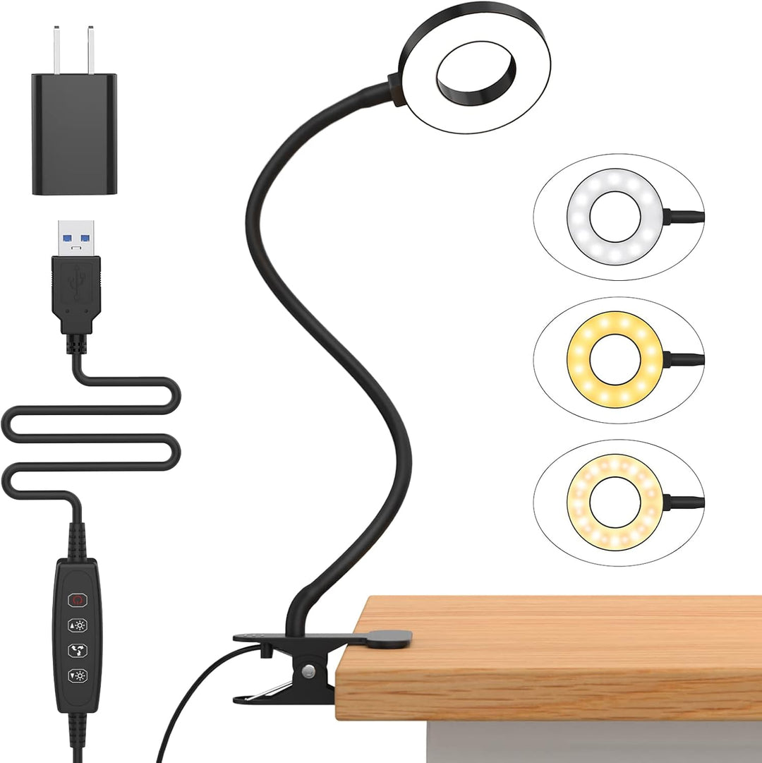 BowLift | 3 Colour Modes LED Desk Clamp Lamp with  & Flexible Gooseneck – Selvara (1+1 FREE)