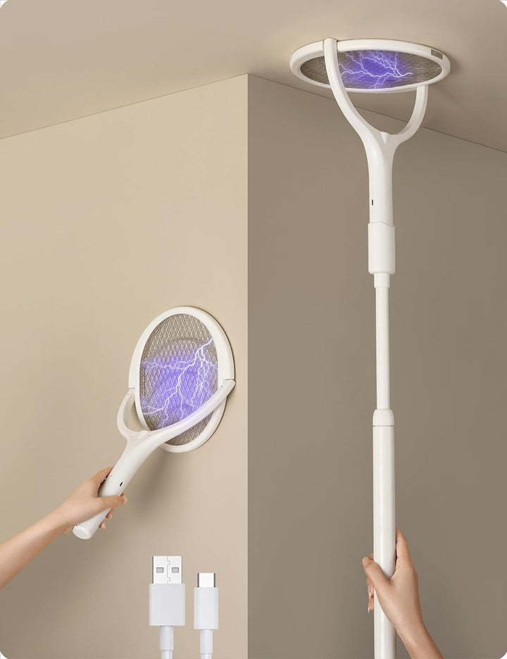 BowLift | Rechargeable Electric Fly Swatter with Flexible 90° Rotating Head – High-Voltage Mosquito & Insect Zapper