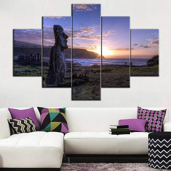 Set Of 5 Eastern Island View Home Decor Canvas | Bowlift
