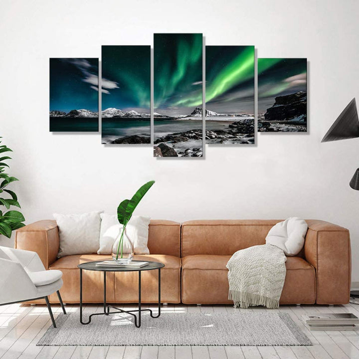 5 Piece Aurora Landscape Canvas Wall Art Painting | Bowlift