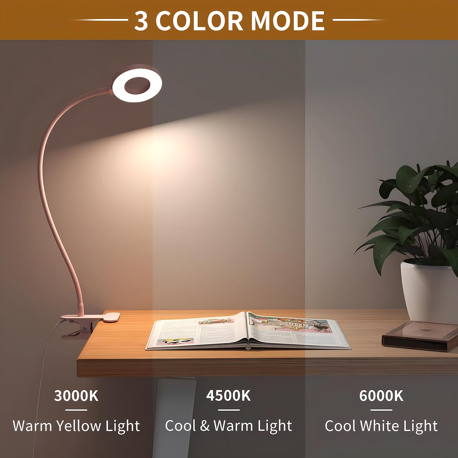 BowLift | 3 Colour Modes LED Desk Clamp Lamp with  & Flexible Gooseneck – Selvara (1+1 FREE)