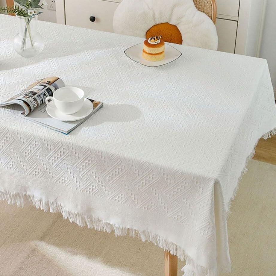 BowLift | Waffle Modern Tablecloth, Knitted Fabric Lace Coffee Cloth, Round Tablecloth, Rectangular Tablecloth