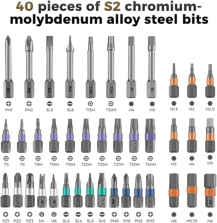 BowLift | 42-in-1 Magnetic Screwdriver Set – Precision Repair Tool Kit with Bits & Handle – Fixaro