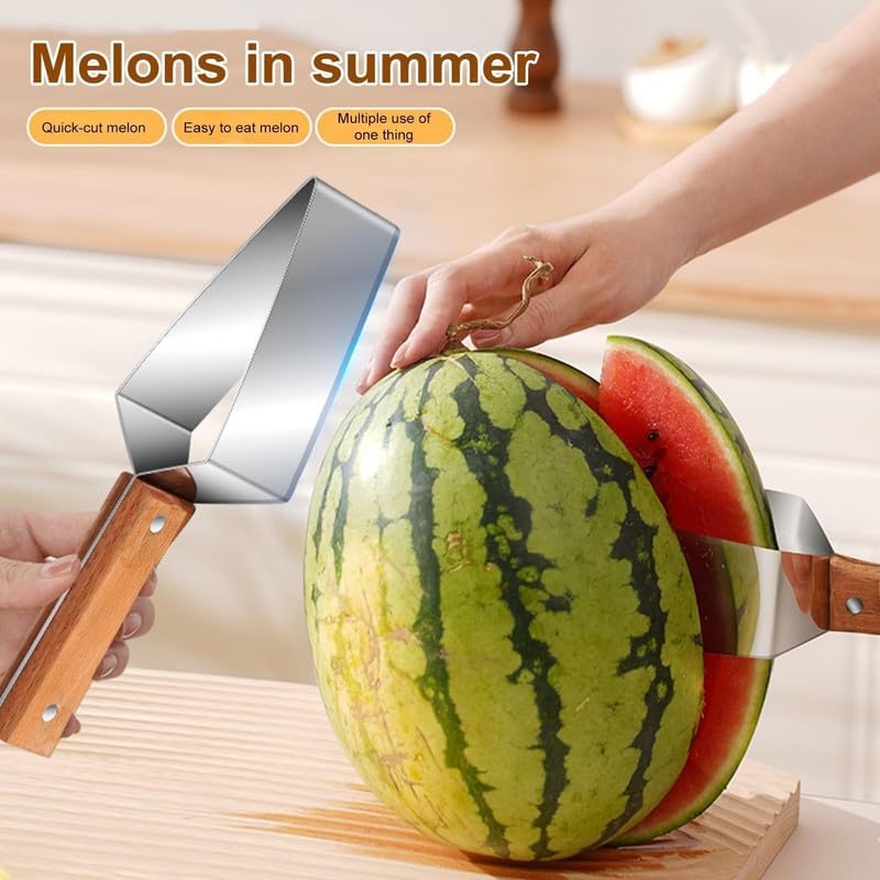 BowLift | tri-blade watermelon slicer with wood handle