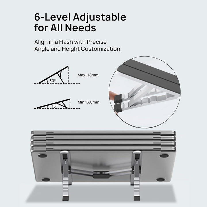 BowLift | Adjustable Laptop Stand – Foldable Cooling Notebook Mount for Office & Travel – Orvane