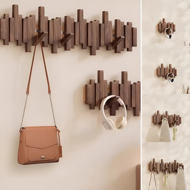 Stylish wooden wardrobe – FlexiBowlifte magnetic hooks for more organization | Ideal for bedroom | Bowlift