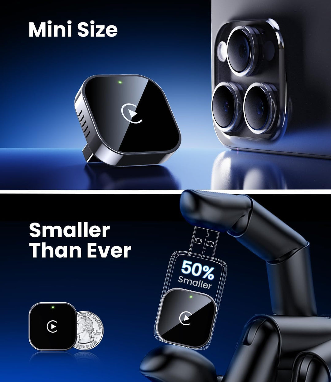 BowLift | Mini Wireless CarPlay Adapter with Dual-Band Connection and Compact Design – Novaro