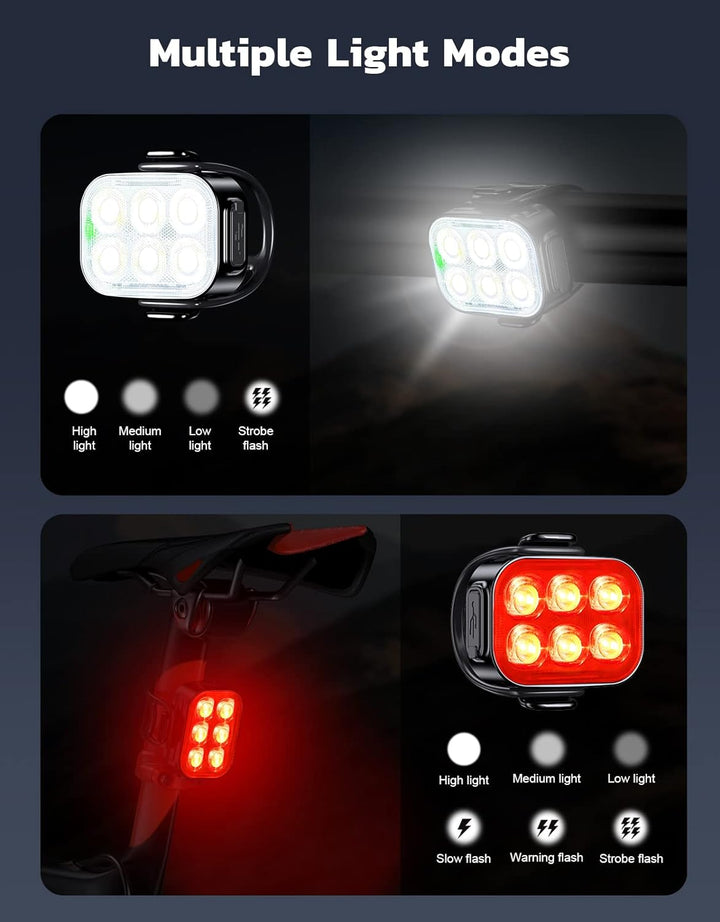 BowLift | Ultra Slim USB Rechargeable Bike Light Set with 4+6 Modes – SlimBeam