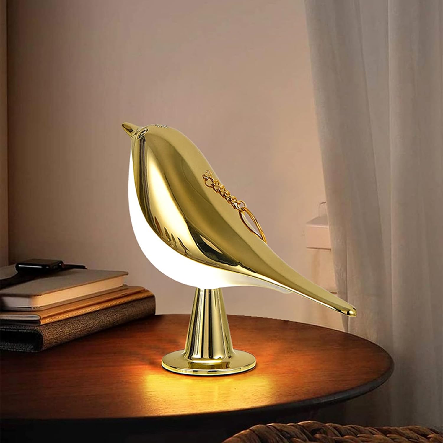 BowLift | Modern Wood LED Table Lamp Bird Design