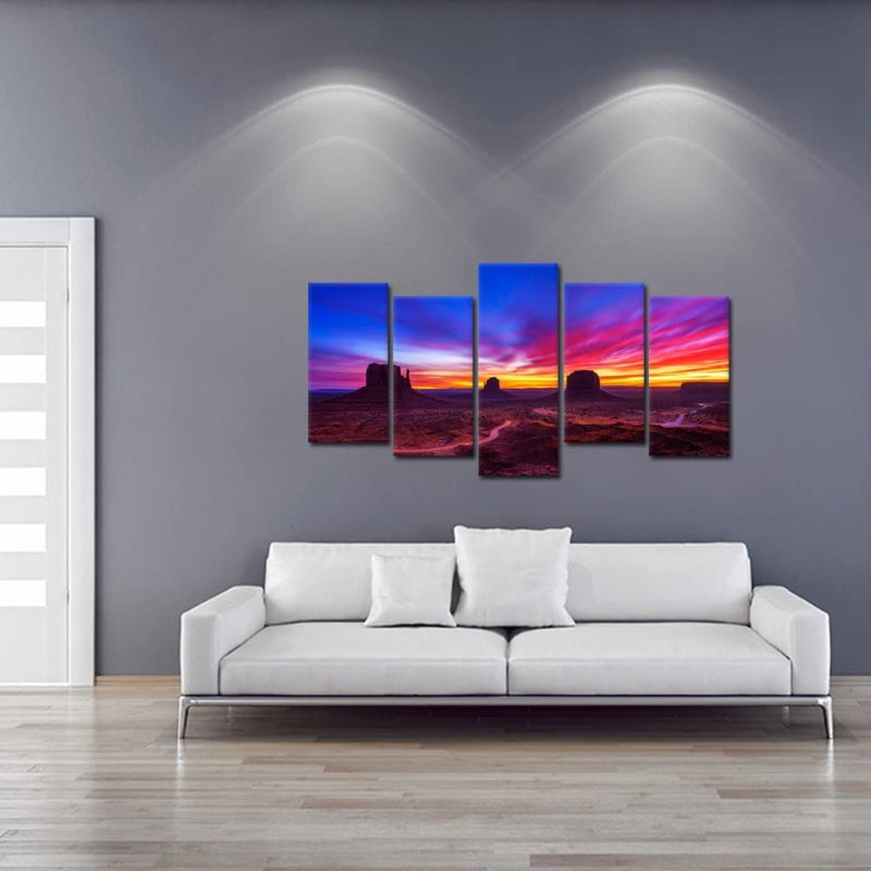 Set Of 5 Sunrise Monument Valley Wall Art Painting | Bowlift