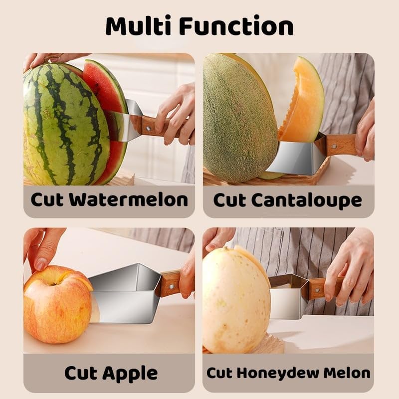BowLift | tri-blade watermelon slicer with wood handle