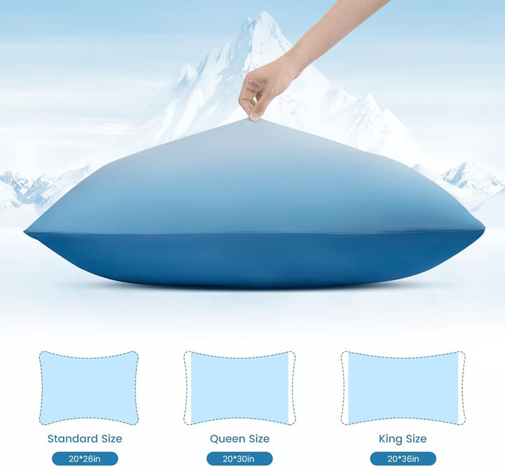 2 Pack Blue Cooling Pillowcases – Breathable, Soft, Skin & Hair Protecting | Bowlift