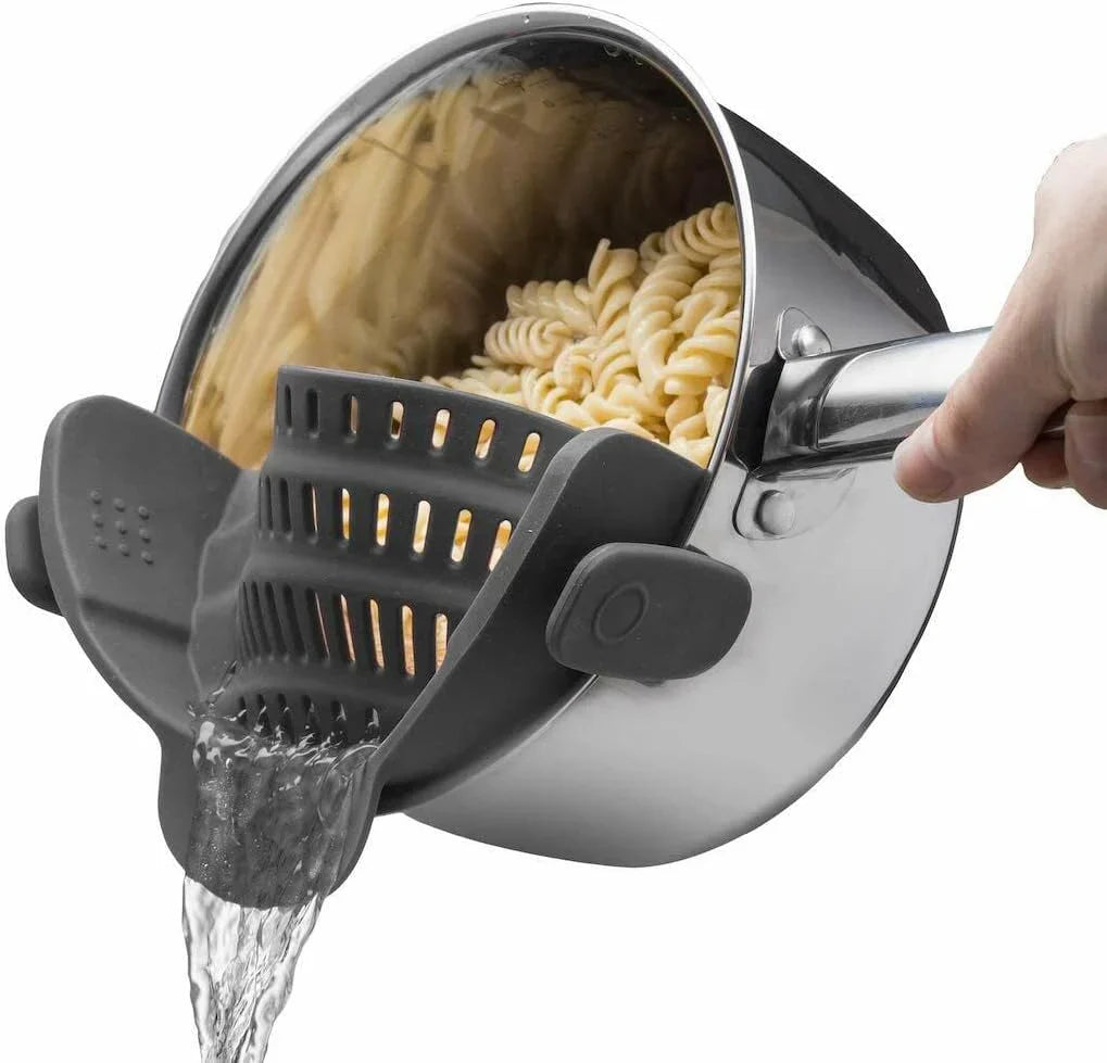 BowLift | Silicone sieve with clip – Heat-resistant draining container for food