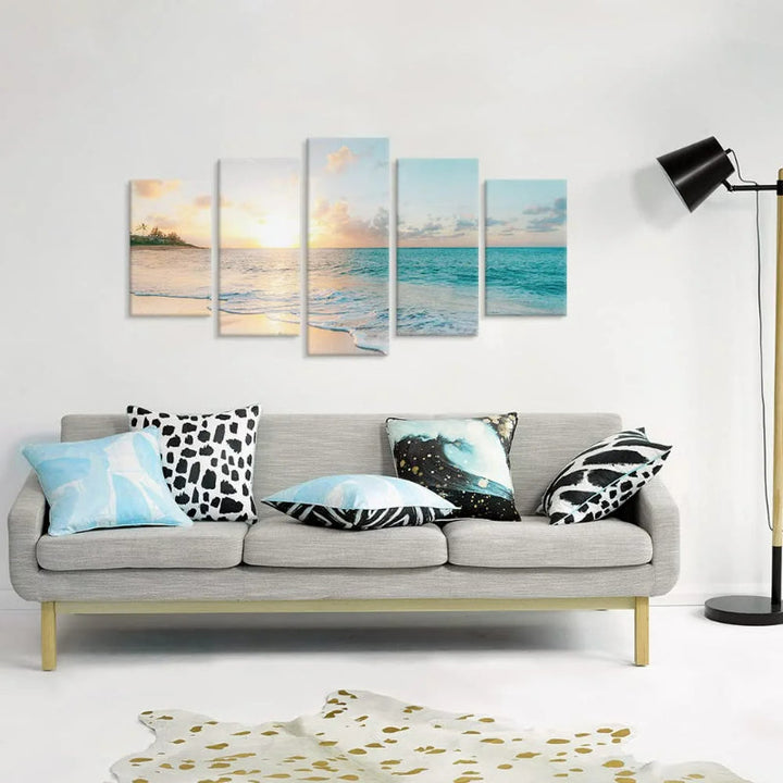 Set Of 5 Romantic Ocean Waves Decorative Canvas | Bowlift