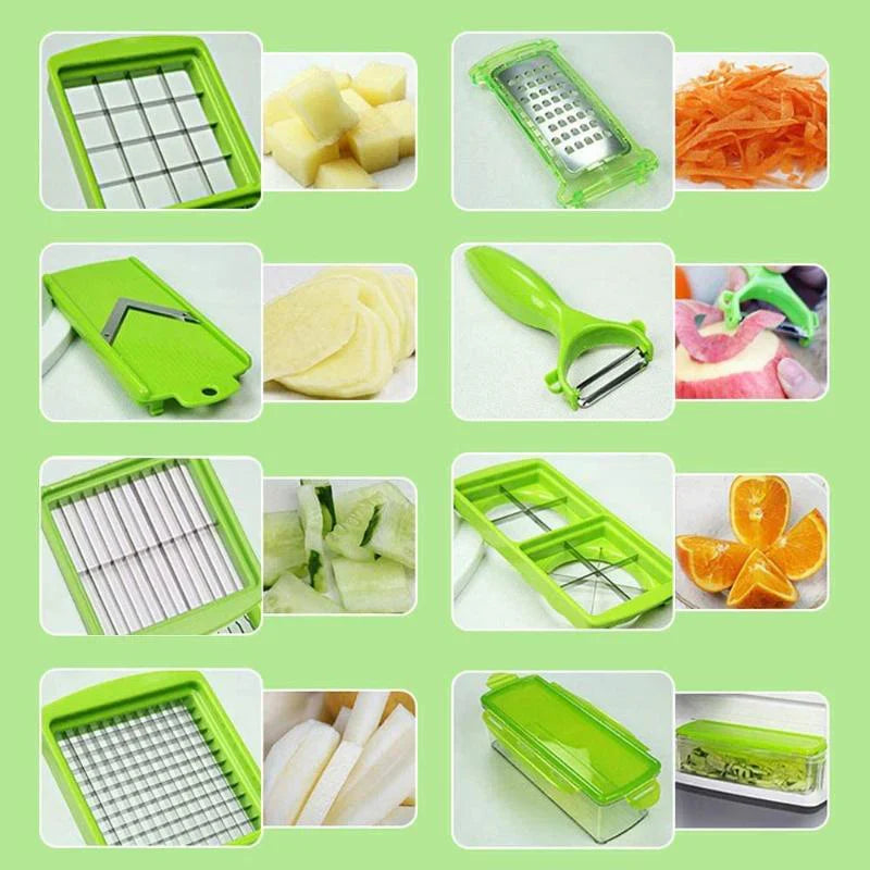 BowLift | 12-in-1 Multifunctional Vegetable Slicer with Interchangeable Blades and Catching Container