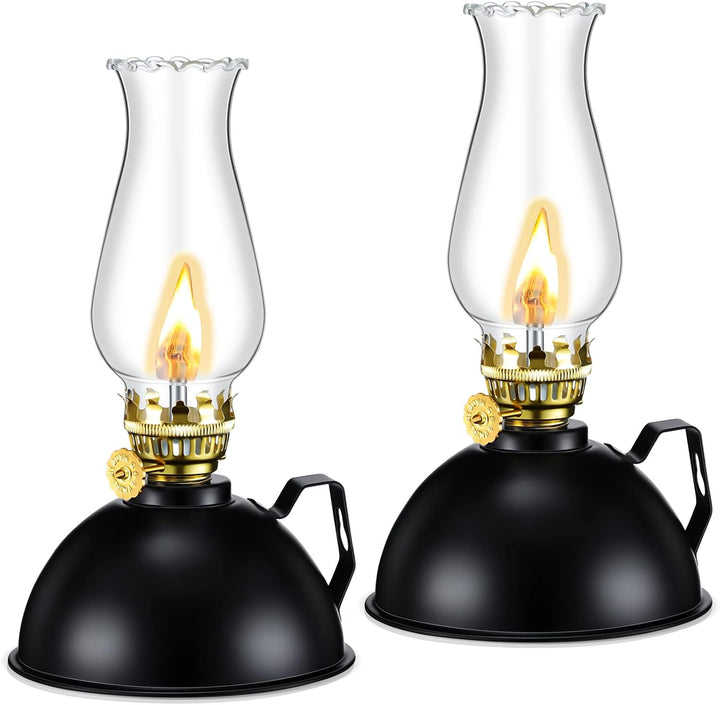 BowLift | Vintage-Style Glass & Metal Oil Lamps Set of 2 – Ardin
